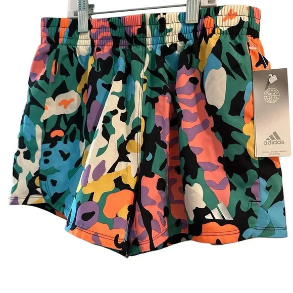 Adidas Girl’s Aeroreasy Elastic Waistband All Over Print Pacer Woven Short - Picture 1 of 5